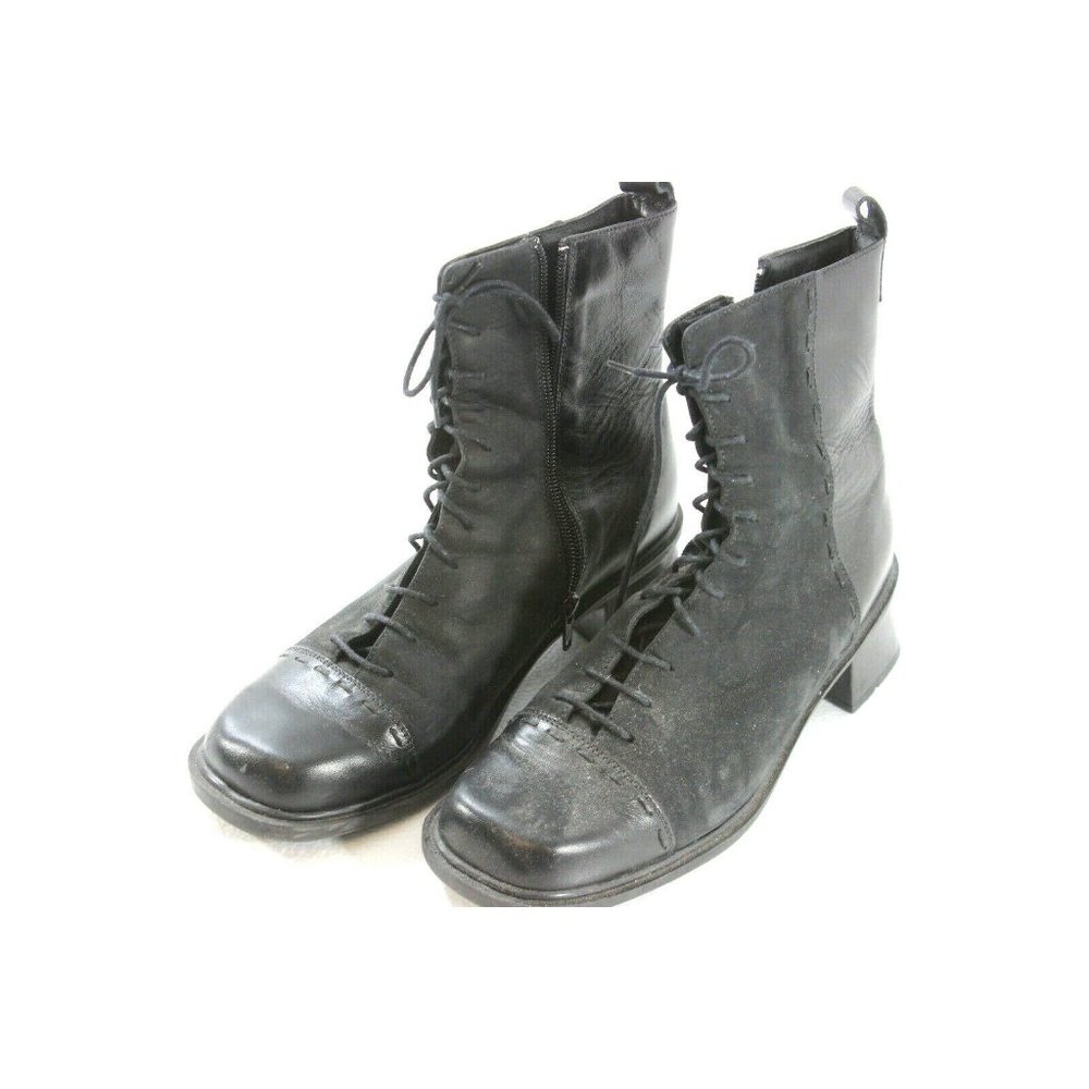 NAOT Black Womans Boots Zipper Lace Sz 9.5 Leather